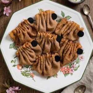 Chocolate Organic Pancakes with "Plombir" Cream